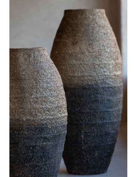 Vase moderne Boule 27 cm en Verre Bleu azur Motif fleurs Tarifa - 2