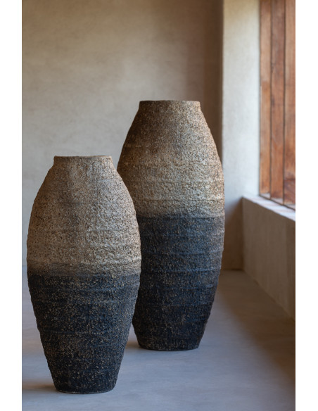 Vase moderne Boule 27 cm en Verre Bleu azur Motif fleurs Tarifa - 4