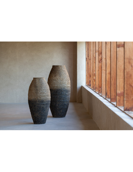 Vase moderne Boule 27 cm en Verre Bleu azur Motif fleurs Tarifa - 5