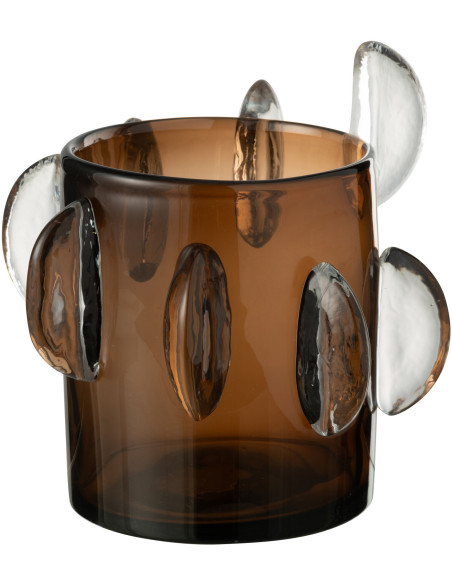 Grand Vase design Bas Hauteur 24 cm en Verre Ambré Steggy - 1