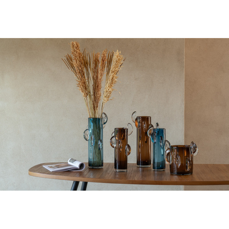 Grand Vase design Bas Hauteur 24 cm en Verre Ambré Steggy - 2