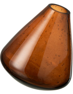 Petit Vase modern incliné Conique Hauteur 13 cm en Verre Marron ambré Topaz - 1