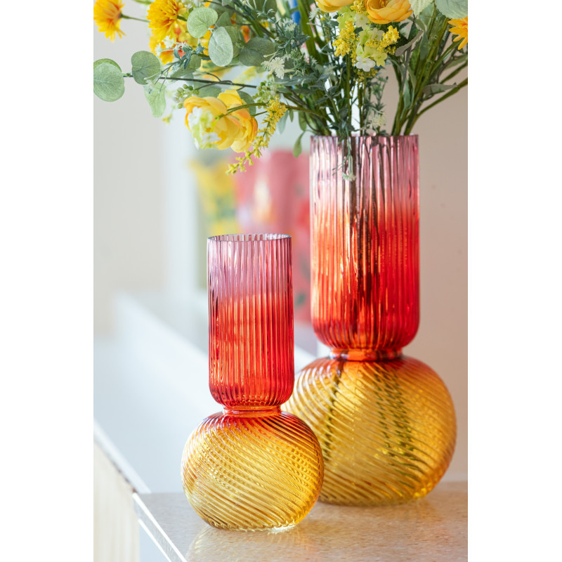 Petit Vase modern incliné Conique Hauteur 13 cm en Verre Marron ambré Topaz - 2