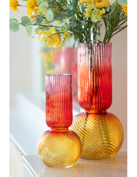 Petit Vase modern incliné Conique Hauteur 13 cm en Verre Marron ambré Topaz - 2