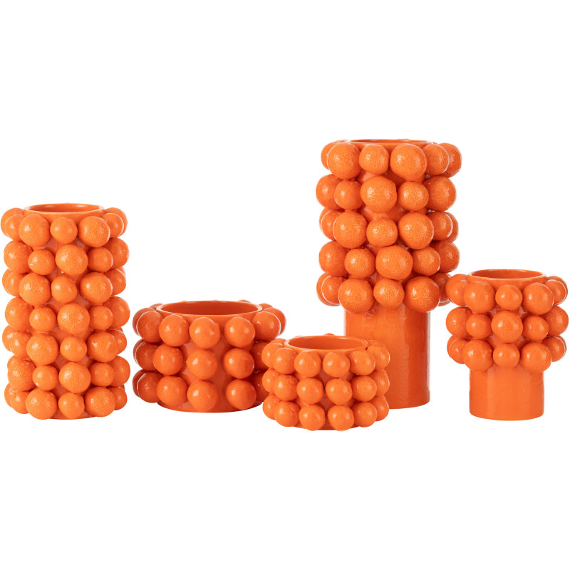 Grand Vase original Fleurs Rond Hauteur 43 cm en Céramique Orange Ambrosia - 2