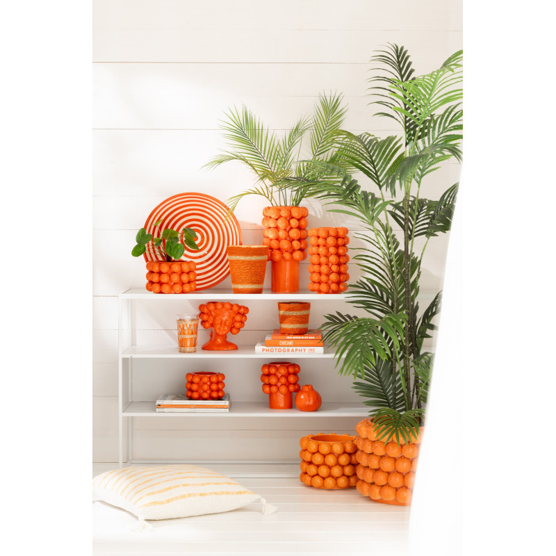 Grand Vase original Fleurs Rond Hauteur 43 cm en Céramique Orange Ambrosia - 3