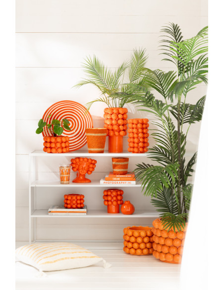 Grand Vase original Fleurs Rond Hauteur 43 cm en Céramique Orange Ambrosia - 3
