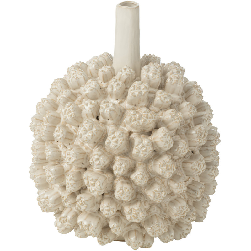 Grand Vase original Boule Hauteur 30 cm en Céramique Blanc Saki - 1