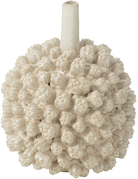 Grand Vase original Boule Hauteur 30 cm en Céramique Blanc Saki - 1