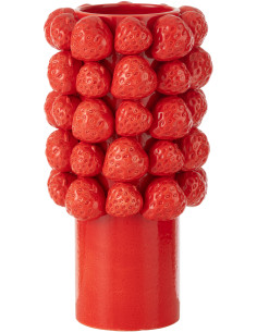 Grand Vase original Fraises Rond Hauteur 34 cm en Céramique Rouge Juicy - 1