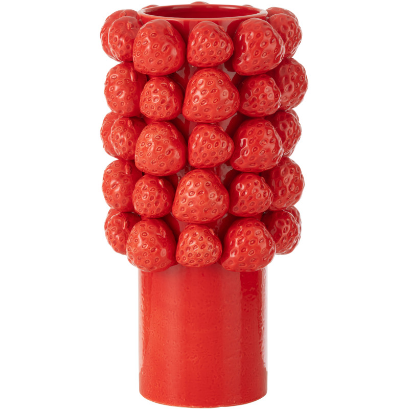 Grand Vase original Fraises Rond Hauteur 34 cm en Céramique Rouge Juicy - 1