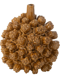 Vase original Boule Hauteur 21 cm en Céramique Jaune moutarde Saki - 1