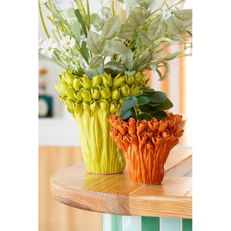 Vase original Boule Hauteur 21 cm en Céramique Jaune moutarde Saki - 2