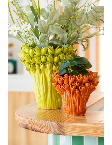 Vase original Boule Hauteur 21 cm en Céramique Jaune moutarde Saki - 2