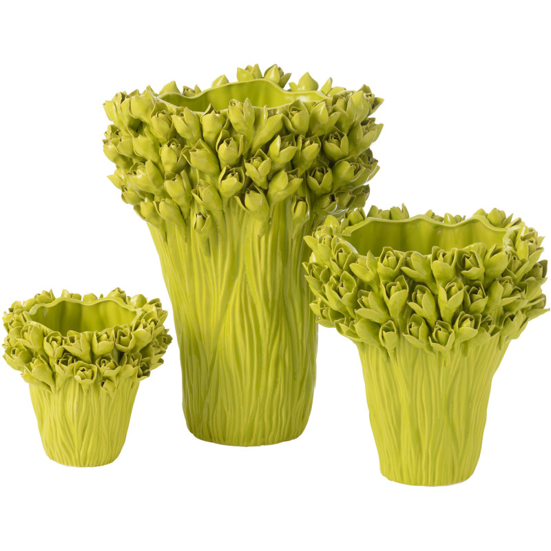 Vase original Boule Hauteur 21 cm en Céramique Jaune moutarde Saki - 3