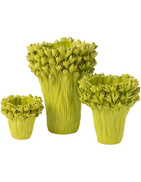 Vase original Boule Hauteur 21 cm en Céramique Jaune moutarde Saki - 3