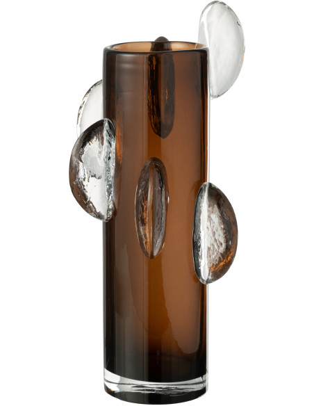 Grand Vase design Cylindrique Hauteur 37 cm en Verre Ambré Steggy - 1