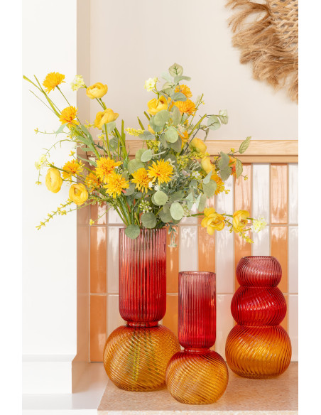 Grand Vase design Cylindrique Hauteur 37 cm en Verre Ambré Steggy - 2