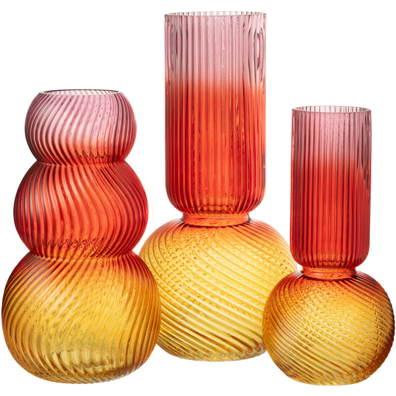 Grand Vase design Cylindrique Hauteur 37 cm en Verre Ambré Steggy - 3