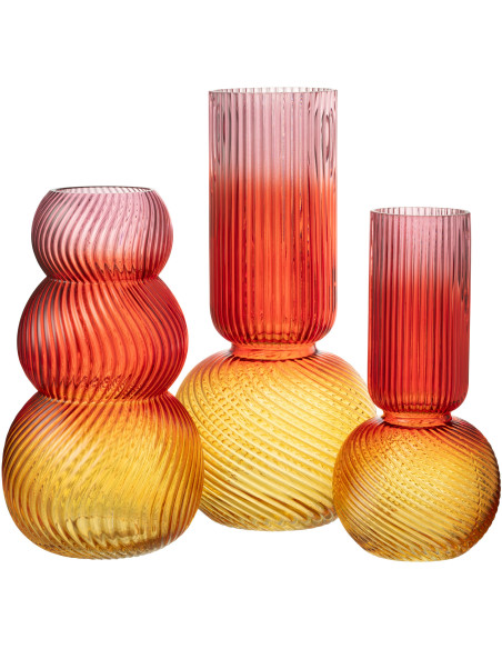 Grand Vase design Cylindrique Hauteur 37 cm en Verre Ambré Steggy - 3