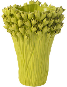 Grand Vase original Fleurs Rond Hauteur 43 cm en Céramique Vert Ambrosia - 1