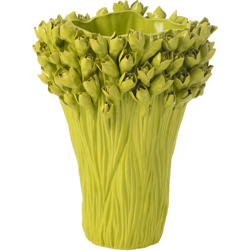 Grand Vase original Fleurs Rond Hauteur 43 cm en Céramique Vert Ambrosia - 1
