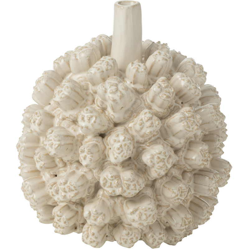 Vase original Boule Hauteur 21 cm en Céramique Blanc Saki - 1