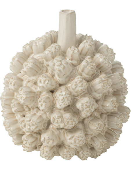 Vase original Boule Hauteur 21 cm en Céramique Blanc Saki - 1