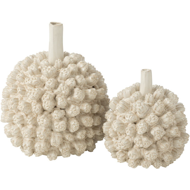 Vase original Boule Hauteur 21 cm en Céramique Blanc Saki - 3