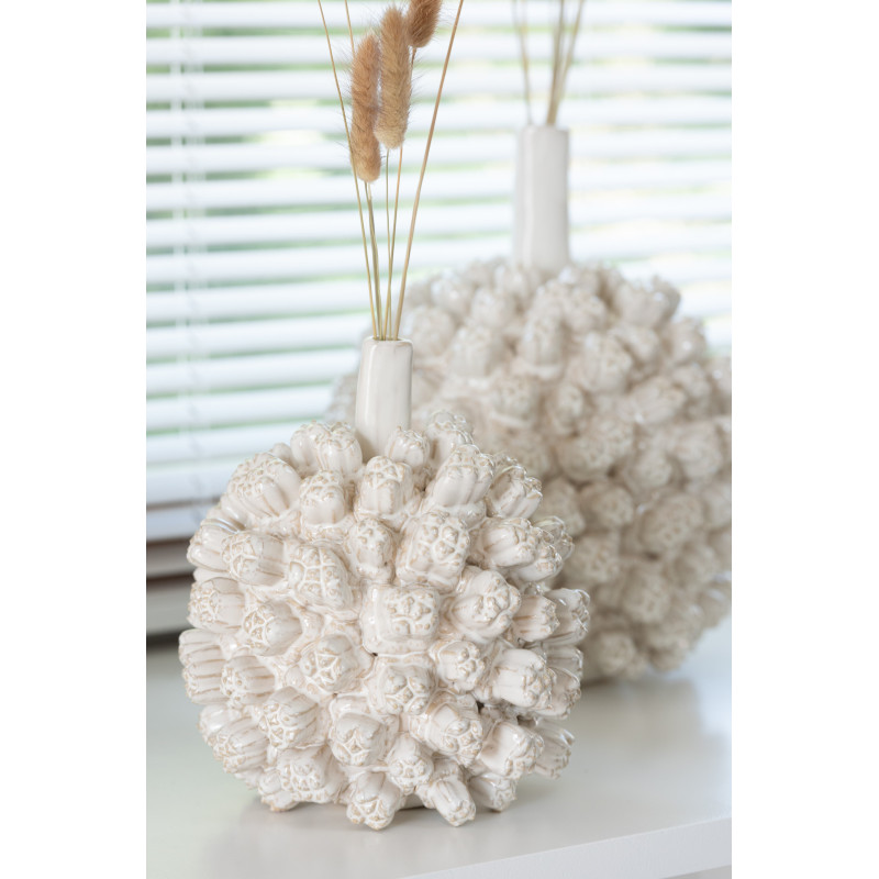 Vase original Boule Hauteur 21 cm en Céramique Blanc Saki - 4