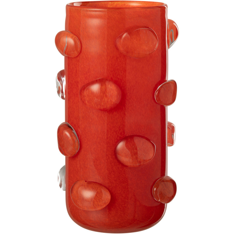 Grand Vase original Rond Hauteur 32 cm en Verre Rouge Aruna - 1