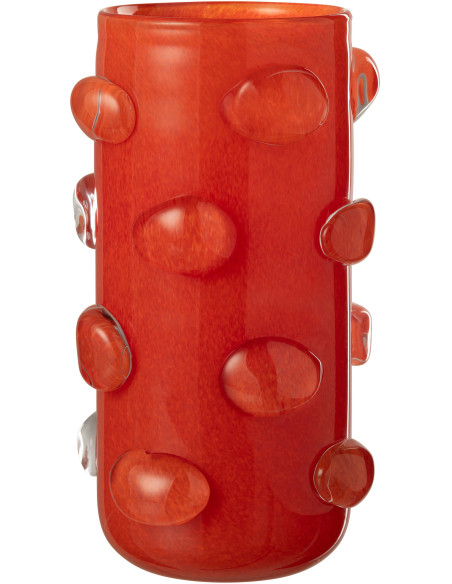 Grand Vase original Rond Hauteur 32 cm en Verre Rouge Aruna - 1