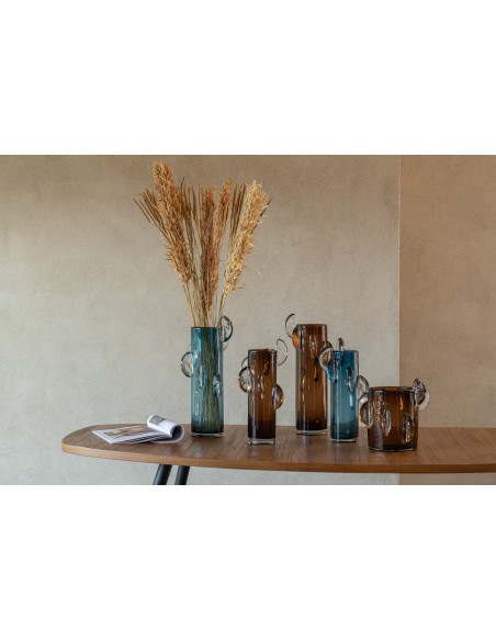 Grand Vase original Rond Hauteur 32 cm en Verre Rouge Aruna - 2