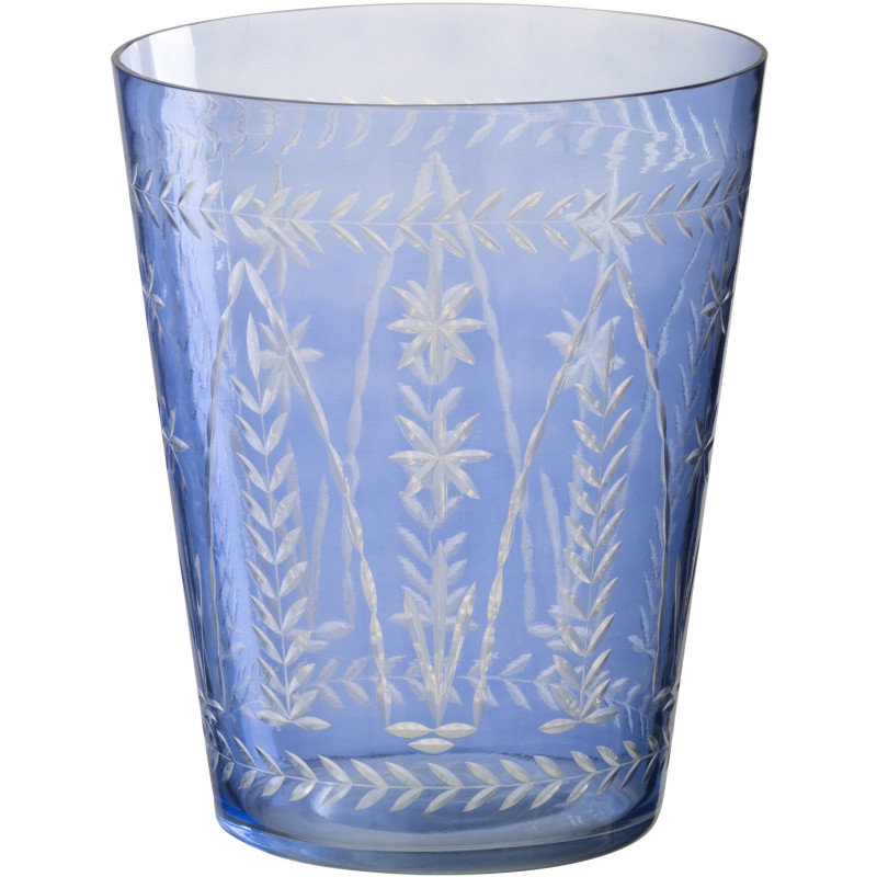 Vase moderne Conique Hauteur 23 cm en Verre Bleu foncé Motif fleurs Tarifa - 1