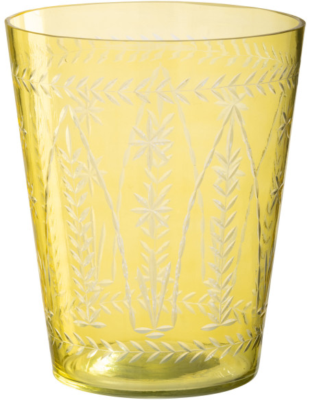 Vase moderne Conique Hauteur 23 cm en Verre Jaune Motif fleurs Tarifa - 1