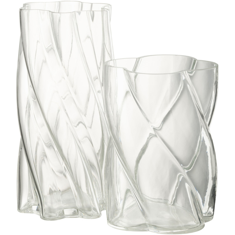 Vase moderne Calebasse Hauteur 17 cm en Verre Jaune Bleu azur Bleu foncé Motif fleurs Tarifa (Lot de 3) - 2