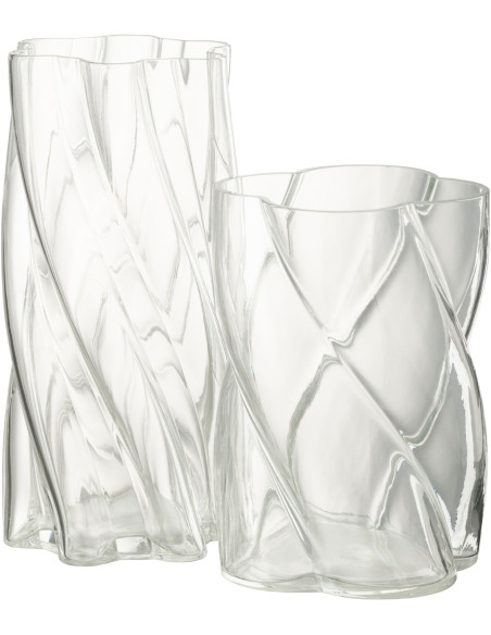 Vase moderne Calebasse Hauteur 17 cm en Verre Jaune Bleu azur Bleu foncé Motif fleurs Tarifa (Lot de 3) - 2