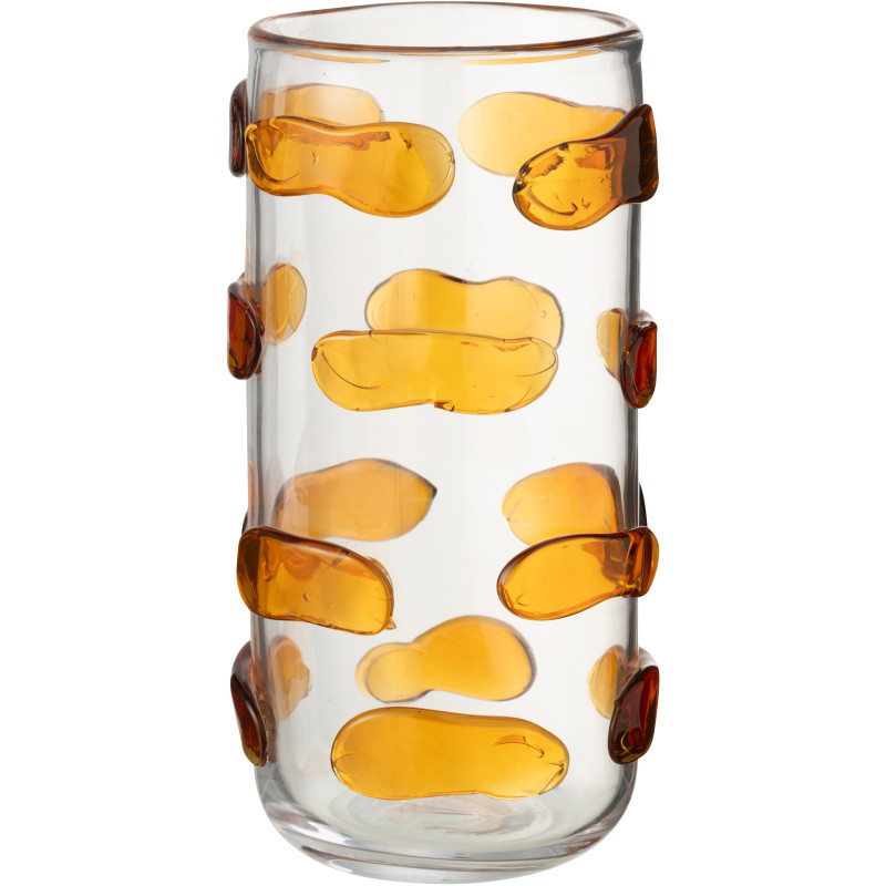 Grand Vase moderne Rond Hauteur 32 cm en Verre Transparent Ambré Pebbles - 1