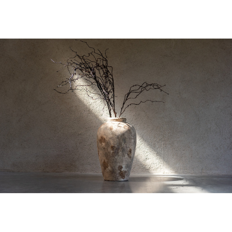 Grand Vase moderne Rond Hauteur 32 cm en Verre Transparent Ambré Pebbles - 2