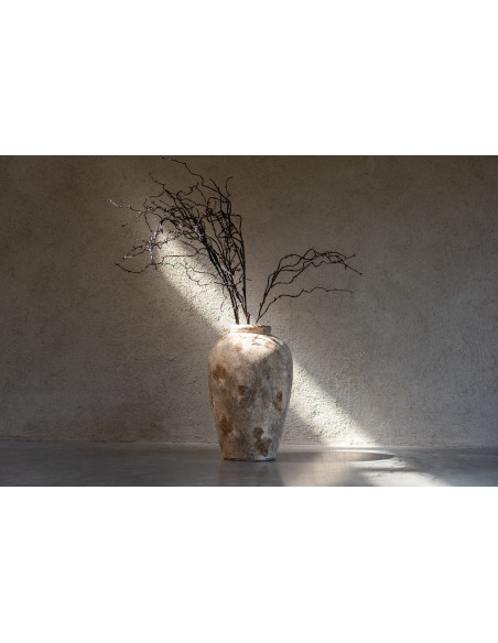 Grand Vase moderne Rond Hauteur 32 cm en Verre Transparent Ambré Pebbles - 2