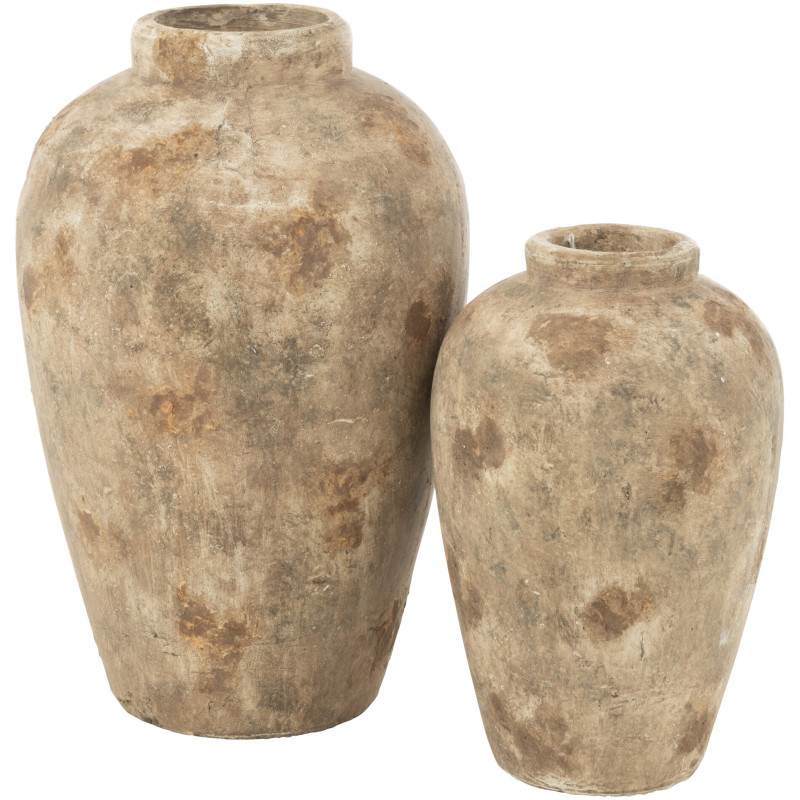 Grand Vase moderne Rond Hauteur 32 cm en Verre Transparent Ambré Pebbles - 3