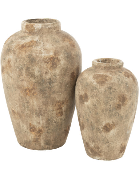 Grand Vase moderne Rond Hauteur 32 cm en Verre Transparent Ambré Pebbles - 3