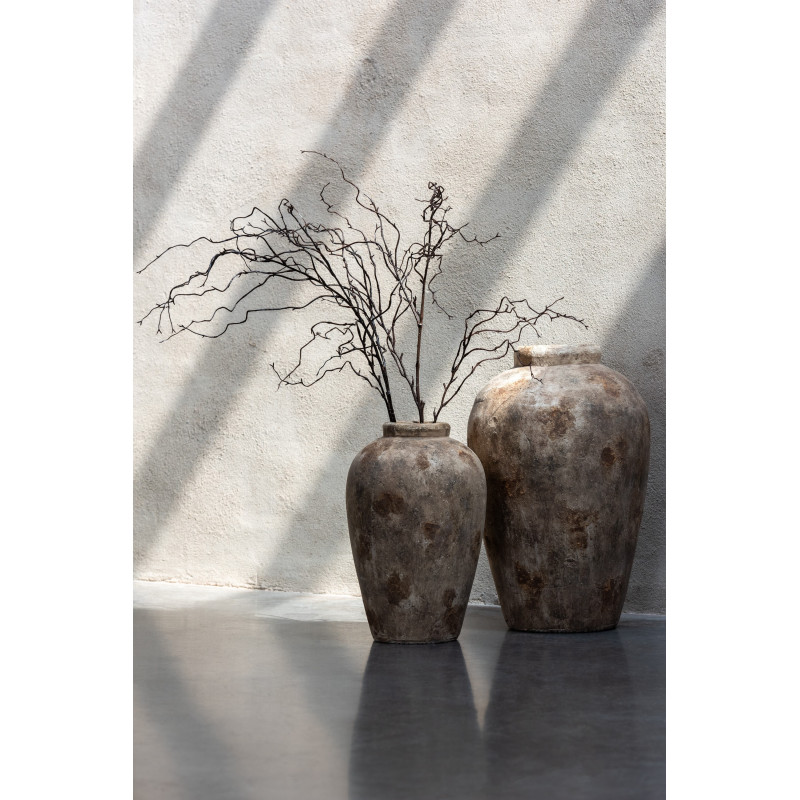 Grand Vase moderne Rond Hauteur 32 cm en Verre Transparent Ambré Pebbles - 4