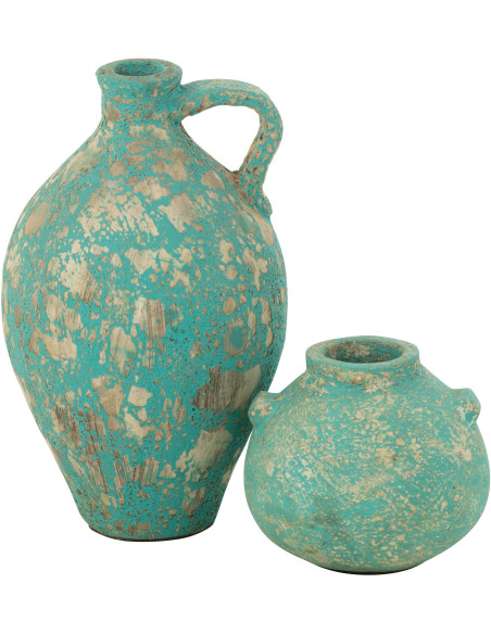 Vase moderne Torsadé Rond Hauteur 19 cm en Verre Transparent Swirly - 3