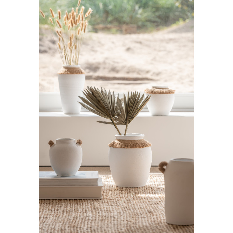 Vase moderne Mosaïque Bouteille Hauteur 13 cm en Verre Rose Blanc Motif coeurs Kemo - 3