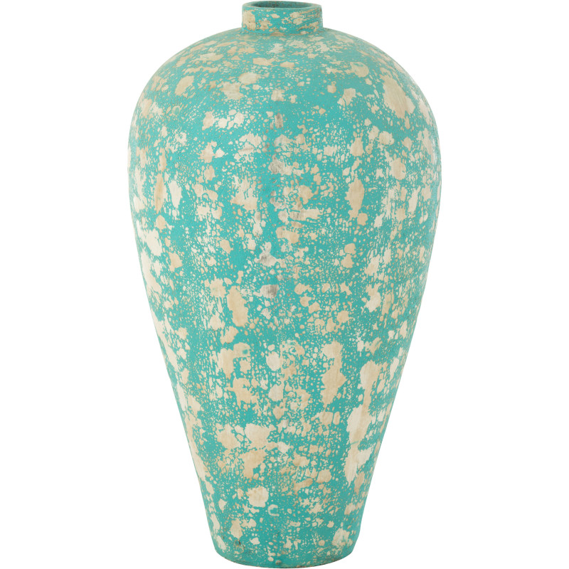 Grand Vase vintage Rond Hauteur 100 cm en Ciment Bleu azur Viielli Fura - 1
