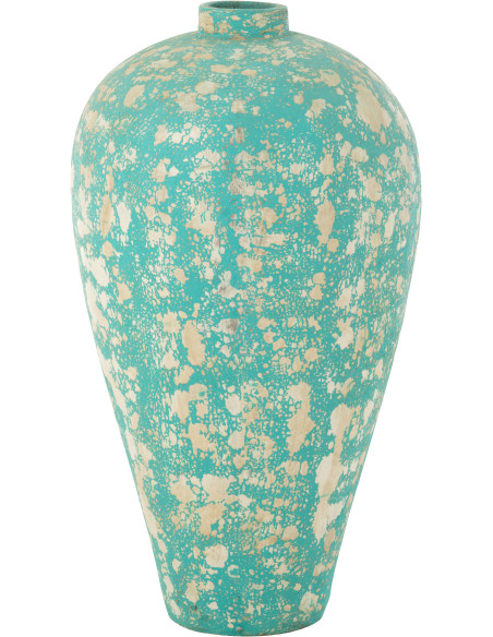 Grand Vase vintage Rond Hauteur 100 cm en Ciment Bleu azur Viielli Fura - 1