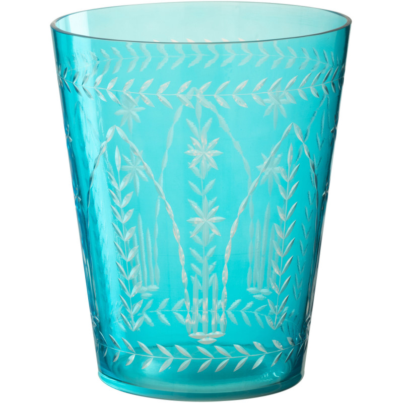 Vase moderne Conique Hauteur 23 cm en Verre Bleu azur Motif fleurs Tarifa - 1