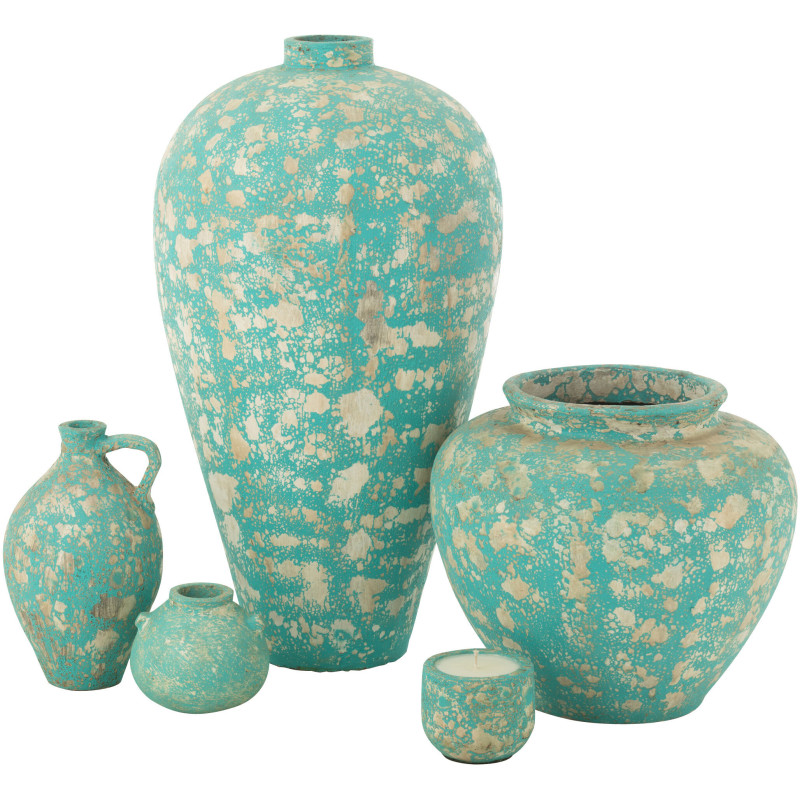 Vase moderne Conique Hauteur 23 cm en Verre Bleu azur Motif fleurs Tarifa - 3