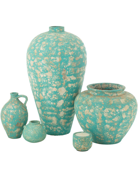 Vase moderne Conique Hauteur 23 cm en Verre Bleu azur Motif fleurs Tarifa - 3